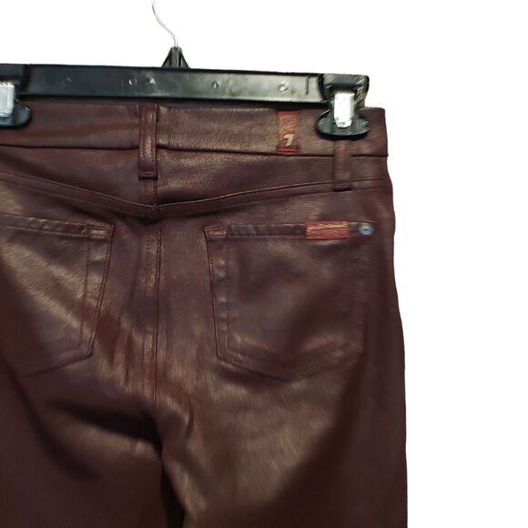 7 For All Mankind Sz 25 Mid Rise Faux Suede Brown Stretch Skinny Jeans - Picture 6 of 11